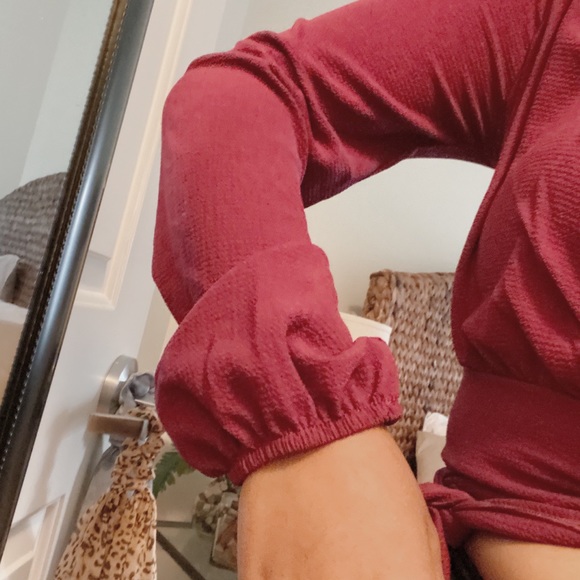 Red Wrap Top - Picture 3 of 4